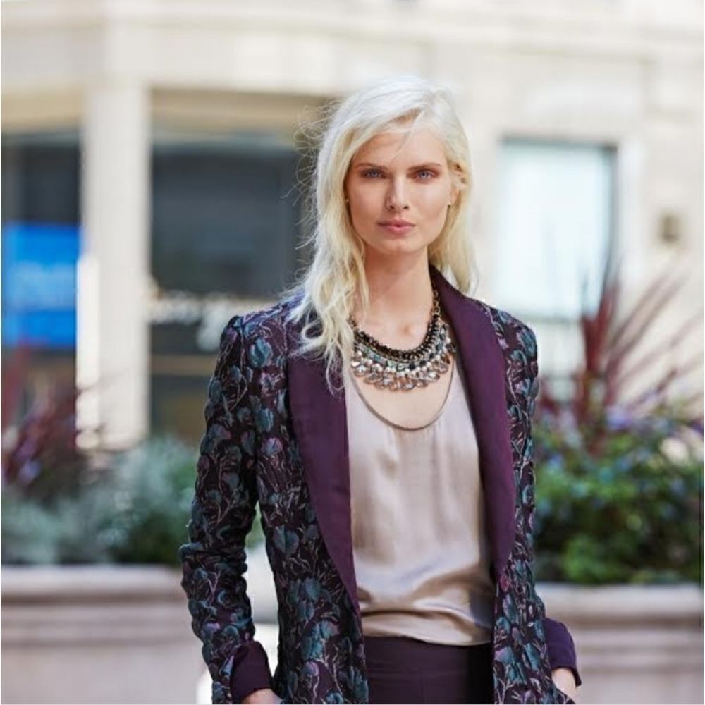 Marge Clothing Tall Fashion Elin Floral Jacket Blazer Silk Lining Sz 8 NWT $650